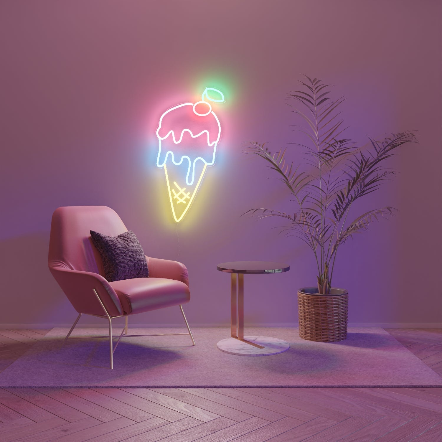 Ice Cream, man by Kelly Dabbah - LED Neon Sign - YELLOWPOP UK